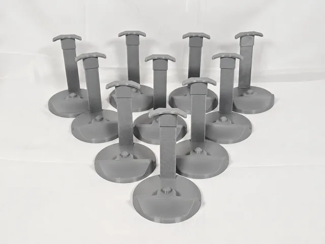 Printed display stands with metal mounting inserts